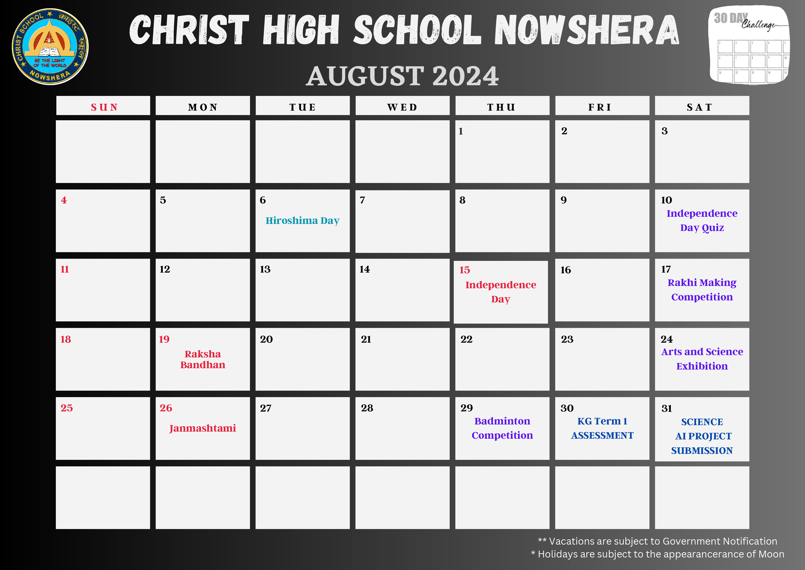 School Calender